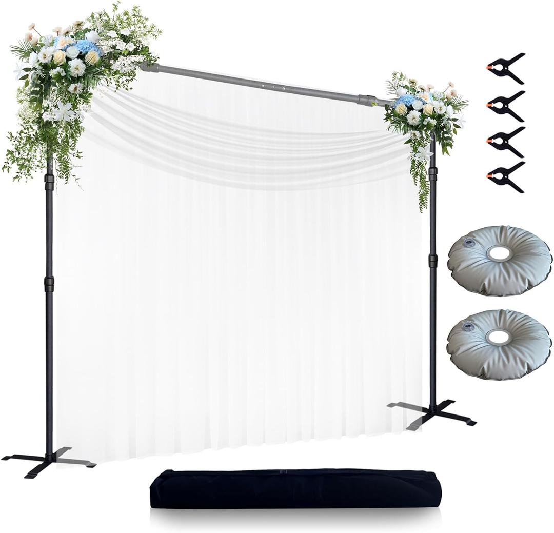 Photo Studio Backdrop Stand Support System, 8.5'(H) x 10.8'(W) Multi-Functional Portable Heavy-Duty Metal Background Stand for Outdoor Activities Wedding Birthday Party Banquet Decorations
