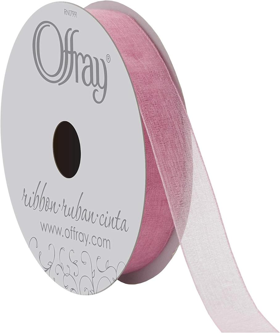 Berwick Offray 5/8" Nylon Sheer Ribbon, Pink, 25 Yards