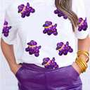SELINK Womens Summer Short Sleeve Tops Halloween Sequin Pumpkin Printed T Shirts Casual Basic Graphic Tees (White, S)
