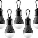 Tent Lamp Portable LED Tent Lights Pack of 5 Hook Hurricane Emergency Lights LED Camping Light Bulb Camping Tent Lantern Bulb Camping Equipment for Camping Hiking Backpacking Fishing Outage