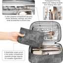 Makeup Bag, Portable Cosmetic Bag, Large Capacity Travel Makeup Case Organizer,Stylish Denim-Look Toiletry Bag for Women Girls With Handle and Removable Pouch (Grey)