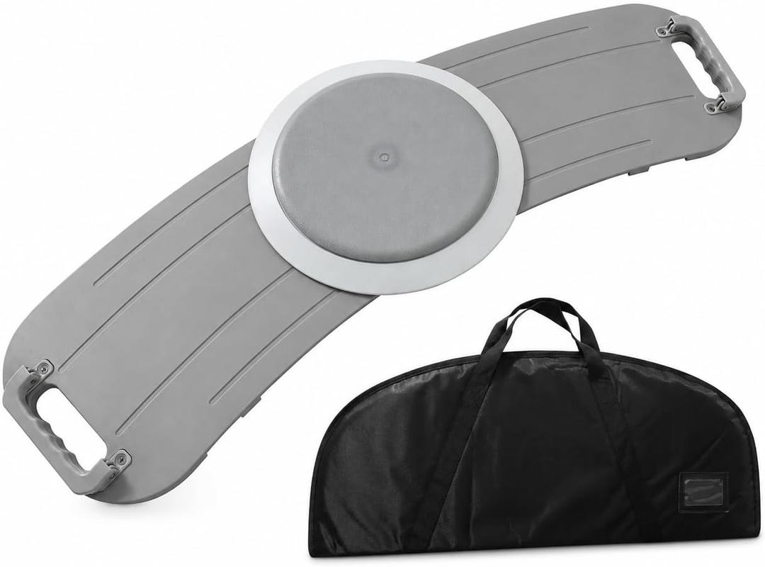 Gray Transfer Board with Turntable and Carry Bag, Heavy Duty Sliding Transfer Board for Wheelchair, Bed, Chair Transfers, Non-Slip Mobility Aid