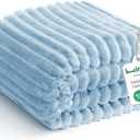 Light Blue Ribbed Throw Blanket for Couch - 300GSM Lightweight Soft Fleece Blanket for Women Men, Cozy Blankets for Mothers Gifts, Striped Spring Home Room Decor, Light Blue, 50x60 Inches