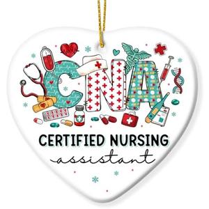 4 x Certified Nursing Assistant Gifts - Nurse Christmas Ornament 2026, Medical Assistant Gifts for Women, Ceramic Nursing Ornament for Christmas Tree Decorations, Birthday, Graduation Nurses Week Presents