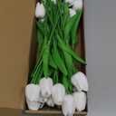 MACTING 30 PCS Artificial Tulip Flowers 13.7" Real Touch Fake PU Tulips Bouquet Faux White Flowers for Floral Arrangements Kitchen Table Centerpieces Home Spring Mothers Day Easter Decorations