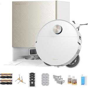 DREAME X60 Max Ultra Complete Robot Vacuum and Mop, Ultra-Thin Design, 35,000Pa Suction, Self Emptying&Refilling, Mop Self-Cleaning, 280+ Obstacle Avoidance, White