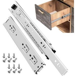 ToBeGreat 1 Pair Side Mount Drawer Slides Rails 12 Inch 100 LB Load Capacity, Full Extension Ball Bearing Metal Replacement Dresser Runners Cabinet Trash Can Slider Kitchen Glides (Silver,304.8mm)