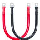 ECO-WORTHY 2AWG Battery Cable with 5/16'' Lug Terminals 12inch Cables Set Tinned Copper Battery Inverter Cable for Car, Truck, RV, Solar