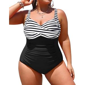 Yonique Women Plus Size One Piece Swimsuits Tummy Control Bathing Suits Twist Front Ruched Swimwear, 24W