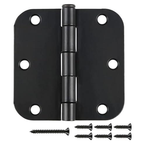 18 Pack Matte Black Door Hinges 3 1/2 Inch Interior Door Hinges 3.5 Inch Rounded 5/8” Radius Corners No-Squeak Sturdy Flat Iron Construction Standard Residential Hardware for Bedroom Home Indoor Doors