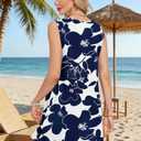 MOLERANI Summer Dress for Seniors Mini Dress Sleeveless Casual Tank Dress Floral Print A-Line Beach Vacation Women's Button Front Sun Dress 2026,WT NV B Flower,M