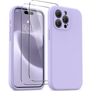 AOTESIER Magnetic for iPhone 15 Pro Max Case, [Compatible with Magsafe] [Food Grade Silicone] Upgraded Camera & Screen Protection Phone Case with [2 Screen Protectors], 6.7 inch, Cloud Mauve