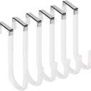 HANGZIGD Over The Door Hooks, Door Hangers Hooks,Extra Long 5" Rustproof Organizer Hook with Soft Rubber Padding, No-Scratch Design for Towels, Robes, Coats, Bags (6 Pack White)