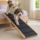 Dog Ramp for Bed, Adjustable Pine Wood Ramp for Small & Medium Dogs