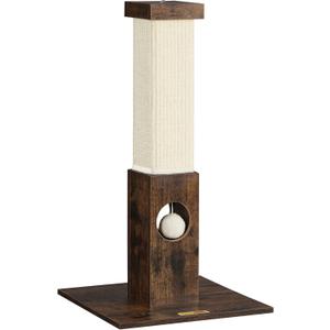 Feandrea Cat Scratching Post, Tall Cat Scratcher for Indoor Cats, Sisal Rope Cat Scratchers with Dangling Ball, Stable Large Base, Rustic Brown UPCA021X01