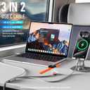 Travel Essentials 3 in 2 Multi Charging Cable 100W USB A/C to Dual USB C/for Apple Watch Charging Cable Silicone Fast Charge Compatible with iPhone 17-15 Series iPad MacBook, Type-C Devices 5FT-Grey