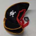 Fokes 2 Pieces Pirate Hat Skull Print Pirate Captain Costume Cap - Pirate Accessories Funny Party Hat Caribbean Fancy Dress (Black)