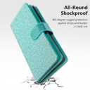 Varikke for iPhone 16 Plus Wallet Case Detachable with RFID Blocking Card Holder for Women, Glitter Leather Strap Strong Magnetic Flip Wallet Removable Phone Case for iPhone 16 Plus 6.7", Mint