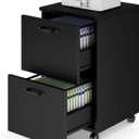 DUMOS 2 Drawer Filing Cabinet, Rolling Wood File Cabinet for Home Office, Under Desk Storage with Lockable Wheels, Printer Stand, Office Organizer, Black