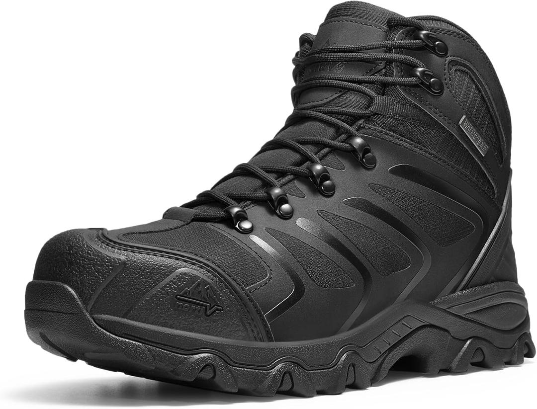 NORTIV 8 Waterproof Work Boots for Men Steel Toe Safety Construction Boots ARMADILLO-STL (11, All Black)