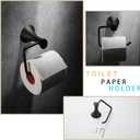 NEWRAIN 3-Piece Bathroom Hardware Set, Matte Black - Hand Towel Ring, Toilet Paper Holder, Robe Towel Hooks