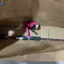 Shakespeare Amphibian Spinning Reel and 5'6" Fishing Rod Combo, Pink, Size 30 Reel, Right/Left Handle Position, 2-Piece Tubular Fiberglass Rod, Pre-Spooled ABS Spool, Oil Felt Drag System