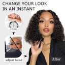Glueless Wigs Human Hair Pre Plucked Pre Cut Wear and Go Glueless Curly Bob Wigs for Black Women 5x5 HD Lace Closure Wigs Wet and Wavy Wigs Human Hair 200% Density (10 inches)