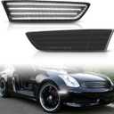 Bestview Side Marker Light Assembly Compatible for Infiniti G35 Coupe Skyline V35 2003-2007, White Front Bumper Lamps, Smoked Lens 2PCS