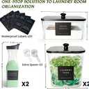 3+2 Pack Laundry Pods Containers & Dryer Sheet Holder & Laundry Detergent Dispenser, Laundry Room Organization and Storage Jars with Lids, Labels and Scoops for Scent Booster, Powder, Pods