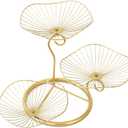 IBWell 3-Tier Metal Fruit Basket Holder Decorative Fruit Bowl Stand(Type A, Gold)