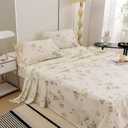 ECOCOTT 2 Piece Sheets Set Queen Size, Vintage Floral Print Patten Deep Pocket Sheets - Extra Soft Breathable & Cooling Bed Sheets