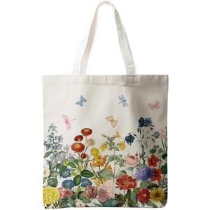 Horaldaily Canvas Tote Bag,Reusable Shoulder Tote Bag for Women Lady Casual Vacation, Shopping, Work, Gym