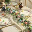 Suncalla 5 ft Easter Garland Decorations Easter Egg Garland with Lavender Flower Spring Decorations for Mantel Fireplace Indoor Wedding Party Stairs Table Home Decor