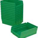 Akro-Mils 30150 Plastic Shelf Bins, Heavy Duty Storage Bins for Garage, Closet, and Drawer Organization, 12-Inch x 8-Inch x 4-Inch, Green, 12-Pack