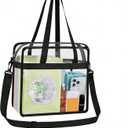Clear Bag for Stadium Events 12612 Clear Tote Bag for Concert,Sport,Festival (Black)