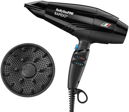 BaBylissPRO Hair Dryer, Nano Titanium Rapido 2000-Watt Blow Dryer, Hair Styling & Appliances, Black, BRAP1