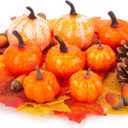 HANSGO 50 PCS Artificial Pumpkins Set Fall Decorations, Fake Pumpkins, Pinecones Acorns and Maple Leaves for Harvest Decorating Thanksgiving Table Decor