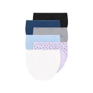 Hanes women's Hi-Cut Panties Pack, Lightweight Cotton Hi-Cuts, 6-Pack (Retired, Colors May Vary) XL