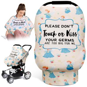 Metplus No Touch Sign Car Seat Cover for Babies, Mom Nursing Covers Breastfeeding Scarf, Multi Use Infant Carseat Canopy for Newborn Carrier/Stroller/Shopping Cart, Baby Shower Gifts for Boy Girl (Little Angel)