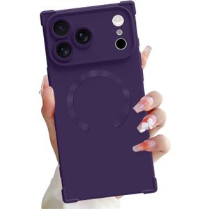 OOK Magnetic Case for iPhone 17 Pro Max 6.9 Inch [Wireless Charging Compatible] Soft TPU Solid Phone Cover Anti-Scratch Shockproof Protection Slim Case for Women Men - Purple