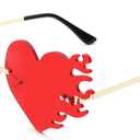 COASION Melting Heart Sunglasses for Women Rimless Party Cute Prom Glasses Fashion Fire Flame Shades (A2 Red)