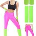 SATINIOR 80s Neon Leggings Party Retro Jogging Sports Headband Wristbands Leg Warmers