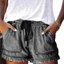 YOCUR Womens Lightweight Shorts Casual Baggy Trendy Hot Pants Elastic Waist Drawstring Comfy Shorts (Black, XL)