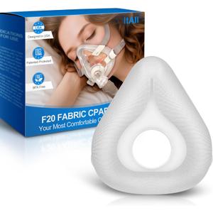 Replacement F20-Style Fabric Mask (Large), CPAP Full Face Cushion - Wrapped by Cotton for Airfit F20 & Airtouch F20,Effictive Moisture-Wicking & Redness-Reducing, All-Night Dryness & Comfort (Grey-L)