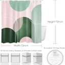 EOBTAIN Mid Century Modern Shower Curtain Pink and Green Boho Abstract Shower Curtain with Hooks Minimalist Geometric Aesthetic Washable Fabric Shower Curtains for Bathroom,72x72 Inch