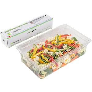 Restaurantware RW Base 18 Inch x 2000 Feet Cling Wrap 1 Roll Microwavable Cling Film - With Removable Slide-Cutter Clear Plastic Food Wrapping Film Securely Seal And Keep Food Fresh