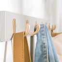 Coat Rack Wall Mount Coat Hanger Wall Heavy Duty with 5 Hooks Rail 100% Natural Bamboo Hook Rack Board Clothes Jacket Hanger Coat Rack for Wall Bedroom Entryway(White)