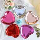 Winoo Design Bulk Valentines Plates - 50 PK - Shiny Heart Shaped Plates Paper for Valentines Day Decor Decorations Valentine Party Supplies