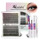 Lash Clusters Kit, DIY Cluster Eyelash Extensions 916mm, 30D+40D, 280pcs, D Curl Natural Volume Lashes with Lash Bond and Seal, Tweezers, Waterproof Fake Cat Eye Wispy Individual Clusters(16MIX1-1-S)