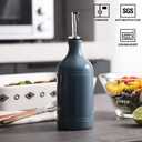 Sweejar Ceramic Olive Oil Dispenser Bottle, Opaque Oil Cruet Protects to Reduce Oxidation, Suitable for Storage Vinegar, Coffee Syrups & Other Liquids, Pack of 1, 15.5 Fl Oz (Fog Blue)